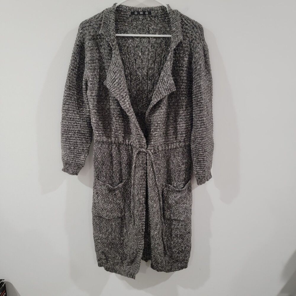 Womens Duster Cardigan Size Large Knit Pointelle Granola Cozy